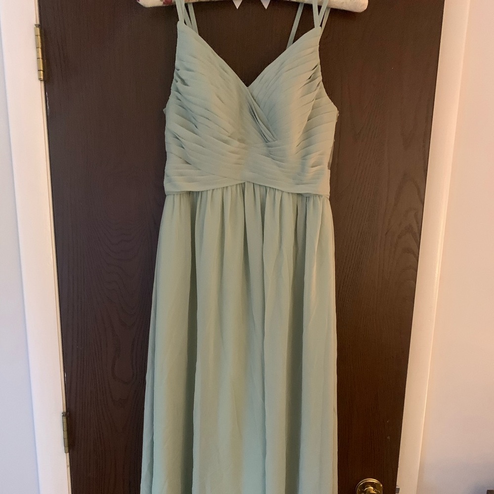 Size 6 Azazie Bridesmaid Sage Green Dress